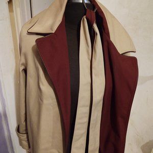 Etienne Aigner Leather Trim Reversible Trench Coat